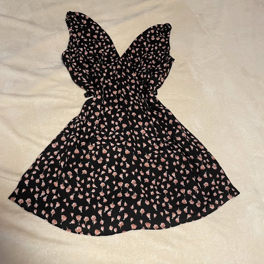 Nordstrom brand BP Black and pink floral mini dress size large